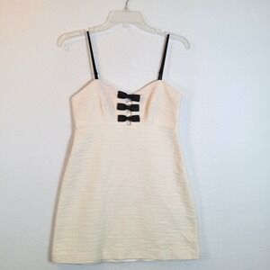 LoveShackFancy Womens Adelaide Bow Tweed Mini Short Dress Size 4 White Girlie